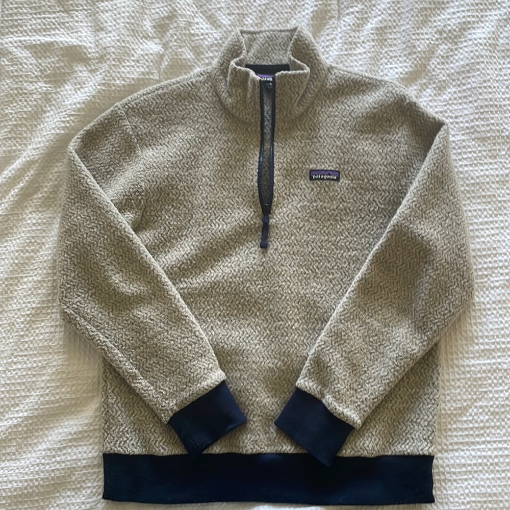 Patagonia Men’s Woolyester Fleece Pullover - Oatmeal Heather, Medium EUC